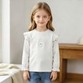 thumbnail image 2 of Toddler Girls T-Shirts Long Sleeve Shirts with Ruffle Fall Winter Cute Tops Crew Neck Shirts for Girls 6 12 18 24 Months 3T 4T 5T 6T Kids Basic Tee, 2 of 7