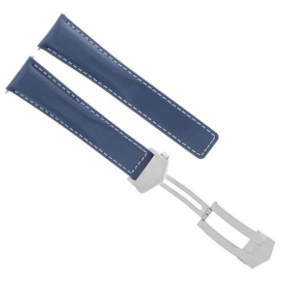 22MM LEATHER BAND STRAP DEPLOYMENT CLASP FOR TAG HEUER MONACO 12 WATCH BLUE WS