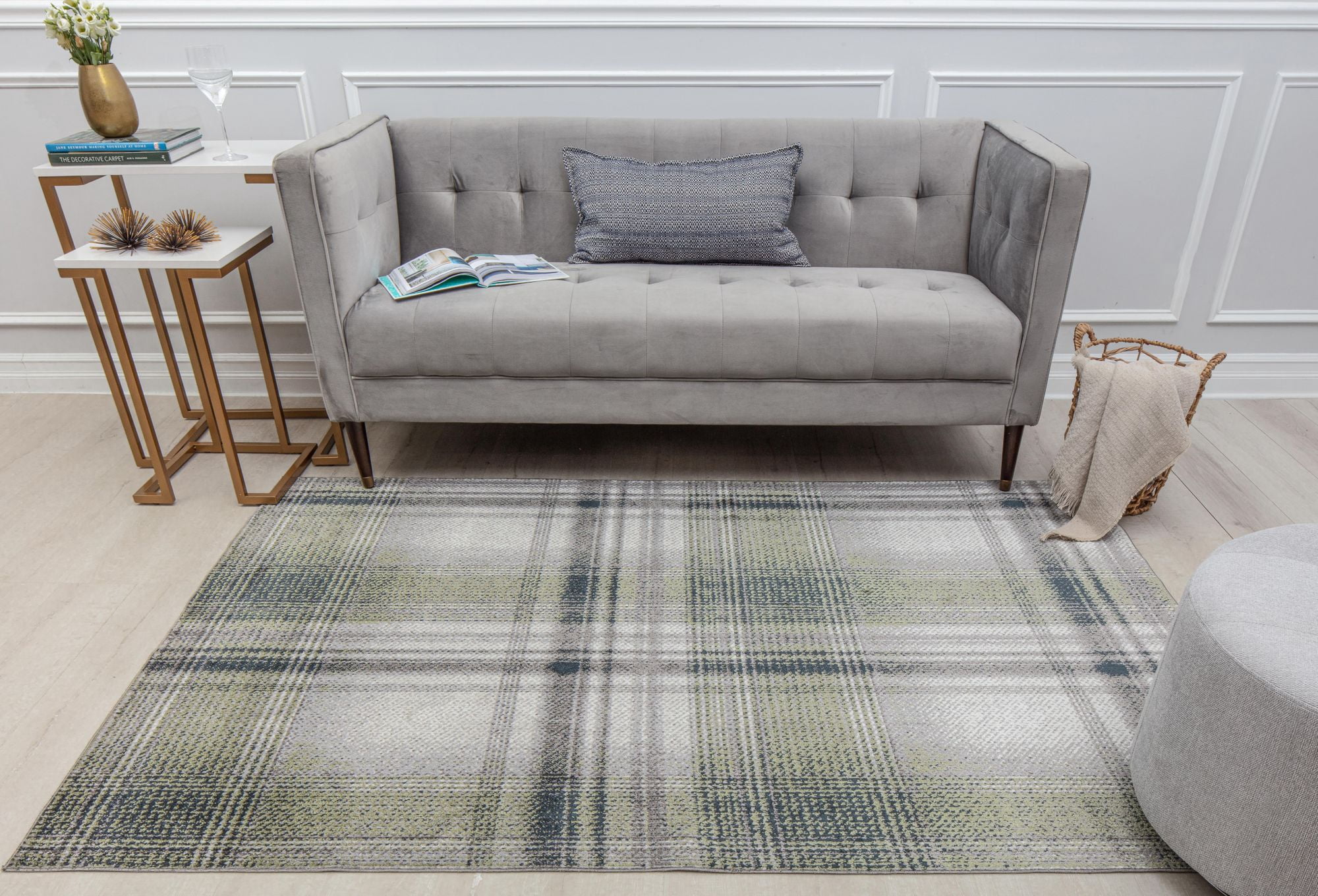 Rugs America Jaelyn JD50B Mountain Rapids Plaid Contemporary Gray Area Rug, 2'6" x 8'