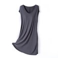 thumbnail image 3 of HomeGardon Nightgowns for Women,Summer Dresses Women's V Neck with Chest Cushion Solid Color Drawstring Loose and Comfortable Sleeveless Mid Length Nightgown Skirt, 3 of 5