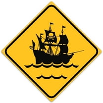Pirate Ship Crossing Tin Road Sign