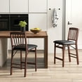 thumbnail image 4 of Gymax Folding Counter Height Chairs, Padded Seat, Rubber Wood Legs, Black/Brown (Set of 2), 4 of 8