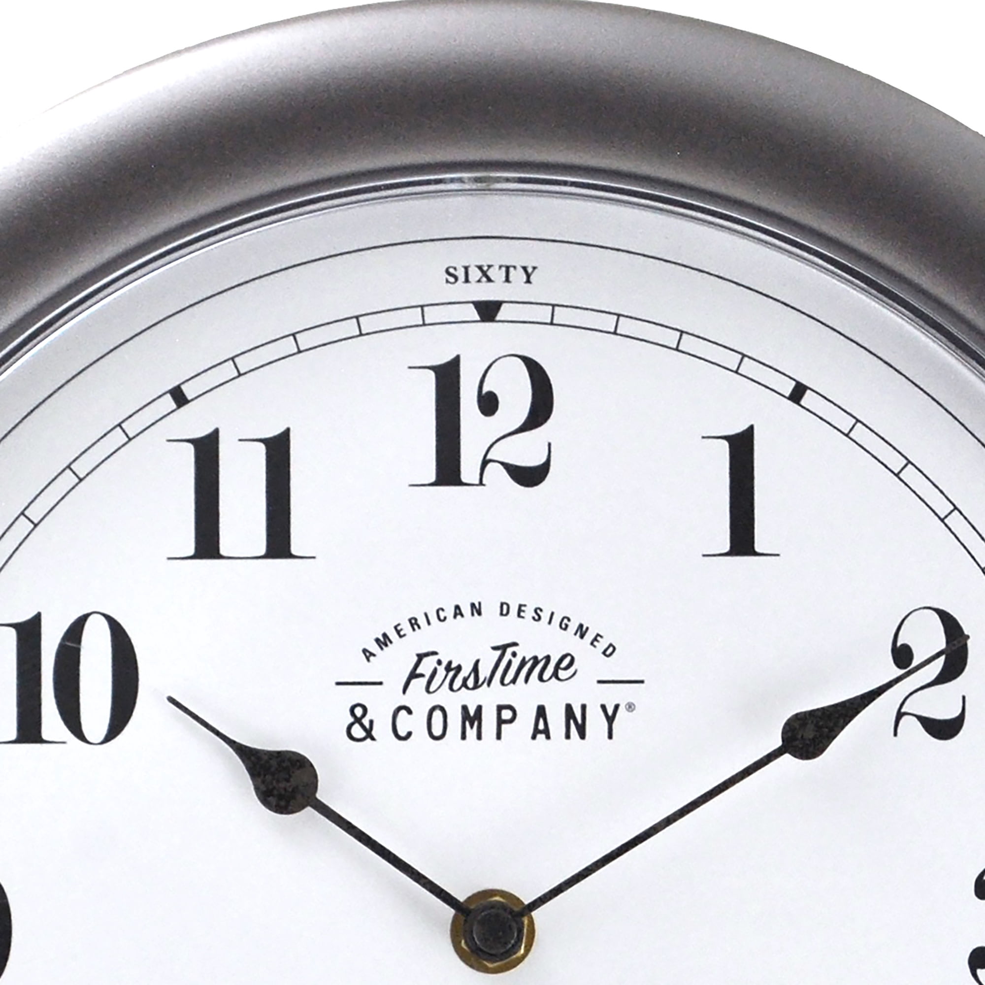 FirsTime & Co.® Nickel Homestyle Wall Clock, Modern, Analog, 12 x 2 x 12 in