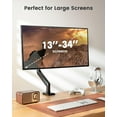 thumbnail image 2 of Single Monitor Arm for 13-34 inch Screens, Adjustable Gas Spring Monitor Mount Holds up to 22 lbs, Computer Monitor Stand with VESA Mount, C-Clamp & Grommet Base, Max VESA 100x100mm,, 2 of 5