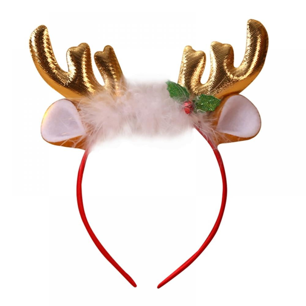 Kids Christmas Hat Santa Reindeer Antlers Cap Sequin Boppers Xmas Party Accessor 