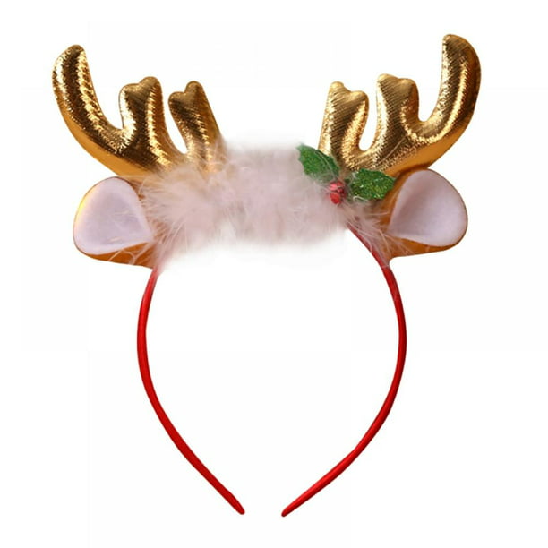 Catlerio Christmas Reindeer Antler Headband Elk Fawn Horn Hair Hoop Hair  Band Hairband Holiday Party Decoration Cosplay Costume Handmade Hair  Accessories 