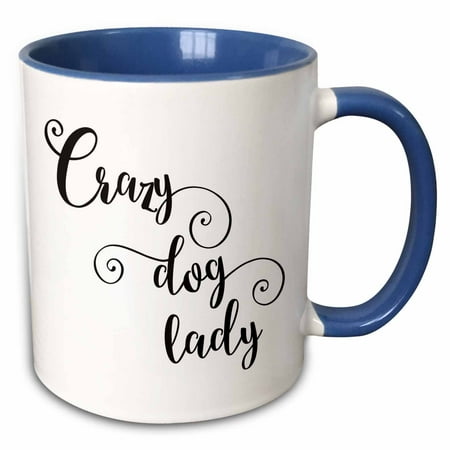 

3dRose Crazy Dog Lady - Two Tone Blue Mug 11-ounce