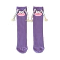thumbnail image 2 of Girl's Colorful Novelty Socks, Funny Big Mouth Design with Braids Mid-Calf Crew Socks, Quirky Gift for Boys Girls, Purple, One Size, 2 of 4