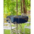 thumbnail image 3 of nqOlkjepod Luxury Navy Blue Outdoor Tablecloth with Umbrella Hole & Zipper, Golden Contemporary Abstract Round Table Cover 54 Inch, Dining Waterproof Table Cloth Protector for Patio/Party/Picnic, 3 of 7