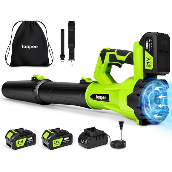 Leaf Blower Cordless,Electric Leaf Blower with 2 4.0Ah Battery Powered and Fast Charger, Lightweight Cordless Blowers for Spring Lawn Care and Dust,6 Speed Control