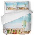 thumbnail image 1 of Juego de Ropa de Cama ABPHQTO 3 Piezas Inscripción Año Nuevo con Funda Nórdica y 2 Fundas de Almohada, 1 of 1