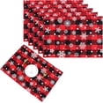 thumbnail image 1 of JOOCAR Christmas Placemats, Red and Black Buffalo Plaid Snowflake Christmas Placemats for Home Dining Table Festive Decor Rectangular Placemats Set of 6, 1 of 5