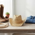 thumbnail image 6 of Jiibva Straw Cowboy Hats for Women, Western Cowgirl Hat Hollow-Out Bucket Hats Holiday Foldable Vacation Beach Sun Hat with Wide Brim Cowgirl Hats Accessories, 6 of 7