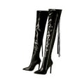 thumbnail image 7 of UngA Calf Boots Womens Mid Knee High Boots Heel Slouchy Metal Buckle Side Zipper Fashion Winter Shoes Black,7, 7 of 7
