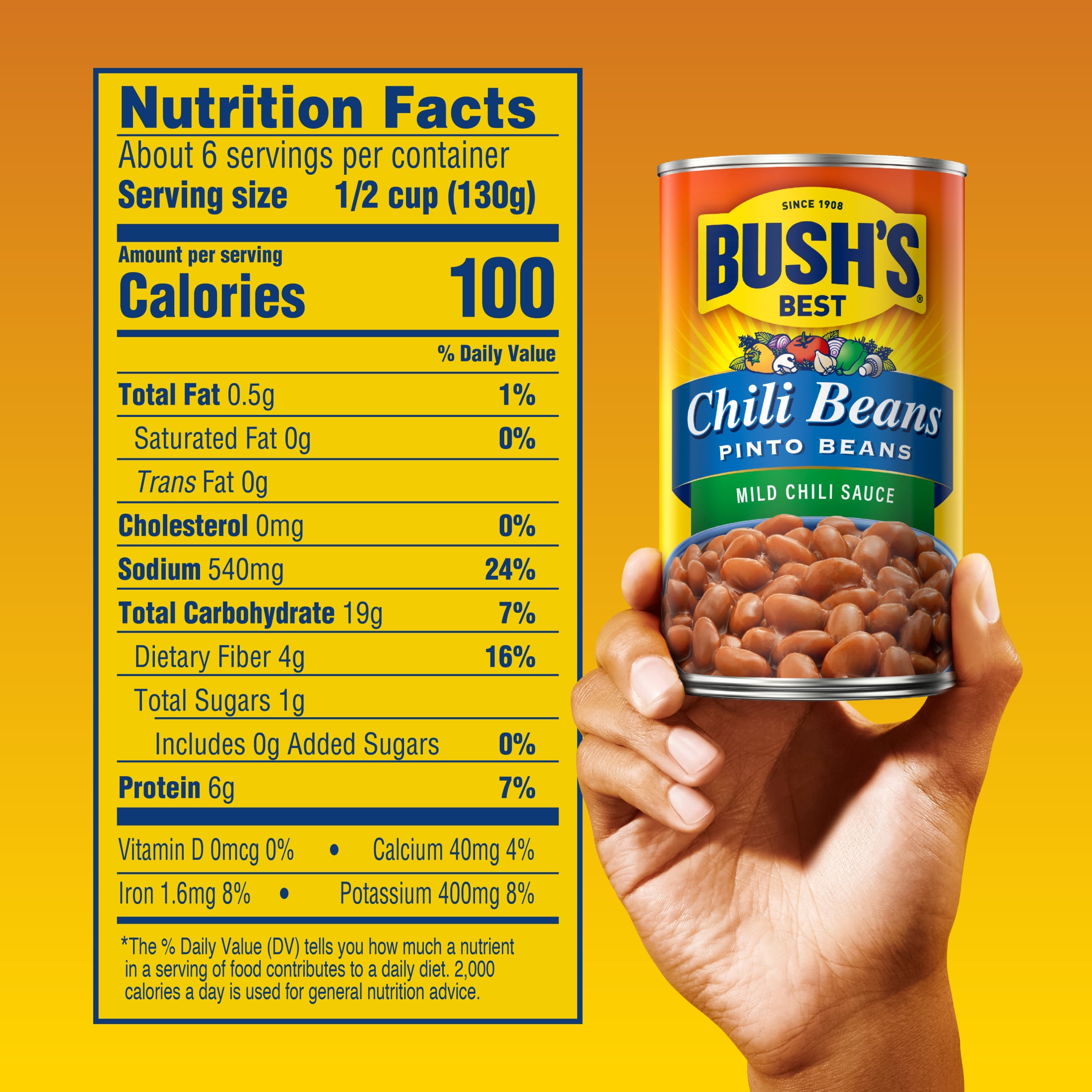 (12 pack) Bush's Chili Beans, Canned Pinto Beans in Mild Chili Sauce, 27 oz Can
