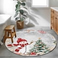 thumbnail image 3 of Grey Snowman Christmas Round Area Rug 4Ft Washable Circle Rugs for Bedroom Dining Room, Xmas Tree Coastal Snowflake Starfish Non-Slip Carpet Floor Mats Indoor Outdoor Carpet Runner Home Decor, 3 of 8