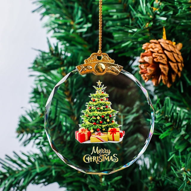 Etiqueta de Cristal Navideña, Colgante para Árbol de Navidad, Colgante de Cristal Transparente, Adornos Navideños Colgantes, Adornos Navideños