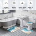 thumbnail image 5 of Aqua Beige Ombre Bath Mat 3 Piece Bathroom Rug Set, Modern Abstract Moire Art Geometric Non Slip Bath Rug Contour Mat and Toilet Lid Cover, Absorbent Shower Mats Soft Bath Rugs and Mats Sets, 5 of 8
