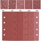thumbnail image 3 of 25 hojas de lija para lijadora rectangular de 185 x 93 mm, 8 agujeros, grano 40, 60, 80, 120 y 180, óxido de aluminio para lijar y pulir con lijadoras Delta Bosch., 3 of 5