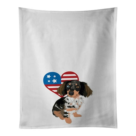 

Dachshund Dapple #1 Patriotic White Kitchen Towel Set of 2 19 in x 28 in