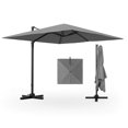 thumbnail image 2 of Costway Parasol Suspendu Déporté Carré de 9,5 Pi pour Patio, 2 Niveaux, Rotation 360°, Extérieur, Gris, 2 of 10