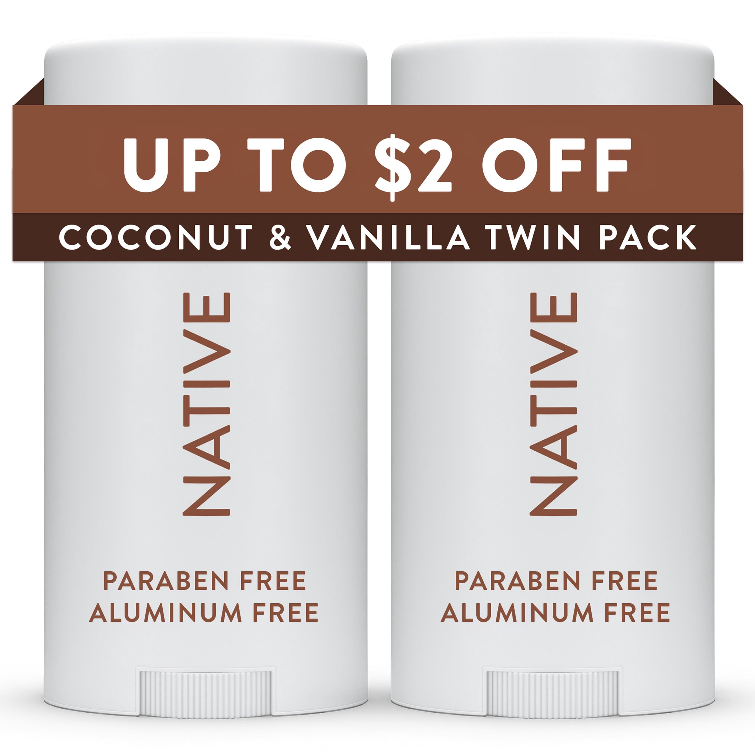 (6 pack) Native Deodorant, Aluminum Free, Coconut & Vanilla, 2.3 oz, 2 Count