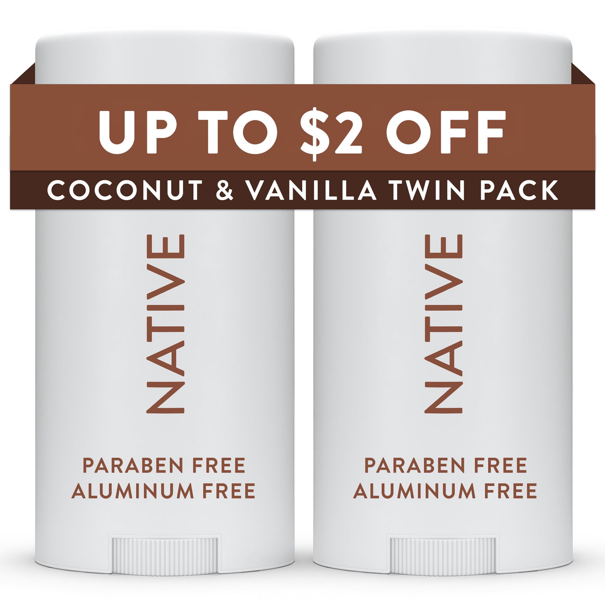 Native Deodorant, Aluminum Free, Coconut & Vanilla, 2.3 oz, 2 Count