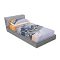thumbnail image 3 of Winter Bedding Set with Sheet & Covers, Majestic Winter Seasonal Scenery over High Mountain Peaks with Dusk Color Sky, Printed Bedroom Decor 2 Shams, 4 Sizes, Orange White, by Ambesonne, 3 of 3