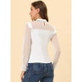 thumbnail image 3 of Blusa de Punto Allegra K con volantes y Cuello alto Blanco XS para Mujer, 3 of 4