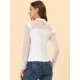 thumbnail image 3 of INSPIRE CHIC Top De Blusa De Punto Con Volantes Y Cuello Alto De Manga Larga Transparente De Malla De Puntos Para Mujer Blanco XL, 3 of 4