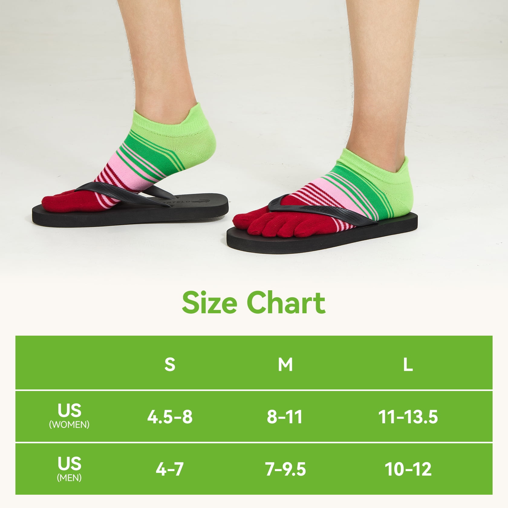 OpetHome Colorful Cotton Toe socks for women men, Ankle five toe socks 6 pairs Large