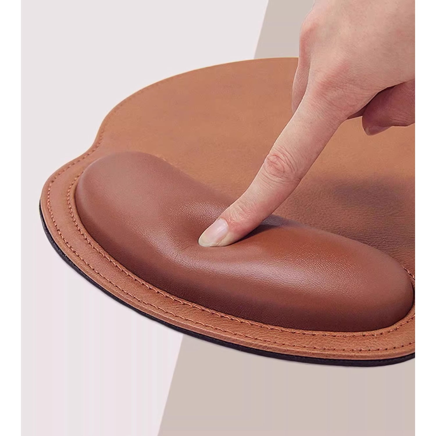 Stitched Leather Wrist Rest Set, Non-Slip Mouse Pad and Keyboard Wrist Support for Laptop and Office