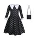 thumbnail image 1 of Vestido de miércoles Addams para niñas, vestido de fiesta Cosplay + bolsa + pelucas/vestido + bolsa/pelucas, disfraces de disfraces de 4 a 10 años, 1 of 3