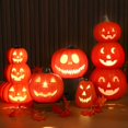 thumbnail image 6 of Happydeer Halloween Pumpkin Lamp Spooky Light Up Pumpkin Figurine Glowing Decorative Pumpkin with LED Light for Haunted House Halloween Home Garden Decor (Type I), 6 of 7