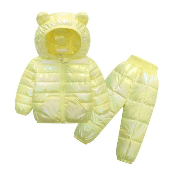 CPNG Toddler Boys Snowsuit Girls Snow Pant and Jacket Winter Kids Clothes Coat Winter Cartoon Windproof Coat Hooded Warm Outwear Jacket Set for 7-8 Years