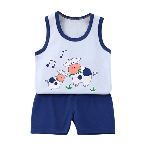 IROINNID Toddler Kids 2PCS Suit Summer Cartoon Print Sleeveless Tank Top With Casual Shorts Outfits