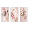 thumbnail image 2 of Designart "Botanical Leaf in Artistic Detail I" Floral Ferns Framed Wall Art Set Of 3 - Pink Ferns Frame Gallery Wall Set For Home Decor, 2 of 6