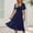 Navy, variant on Womens High Waisted Belted Maxi Dress Solid Color Short Sleeve Dress For Vacation Summer Tunic Summer Dresses for Womens Cute Womens Dresses for Summer 1700's Dresses for Women Cute Dresses for Women
