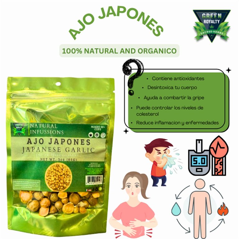 Green Royalty, Japanese Garlic, 4oz, Organic, Resealable Bag