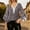 Grey, variant on Womens Sparkly Sequin Tops 3/4 Sleeve Glitter Dressy Blouse V-Neck Disco Shirt (Green S)