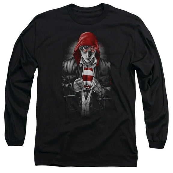 Superman Earth One Long Sleeve Adult 18/1 T-Shirt Black