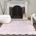 thumbnail image 2 of Mainstays Modern Abstract Plush Scallop Shape Pink, Machine Washable Area Rug 5x7, Recommended for Living room, Dining Area, Bedroom, 2 of 8
