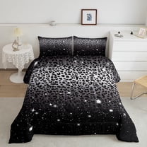 Cheetah Print Comforter Set ,Black Grey Leopard Skin African Big Cat Bedding,Sparkle Stars Galaxy Glitter Down Comforter,Woodland Animal Quilt Twin