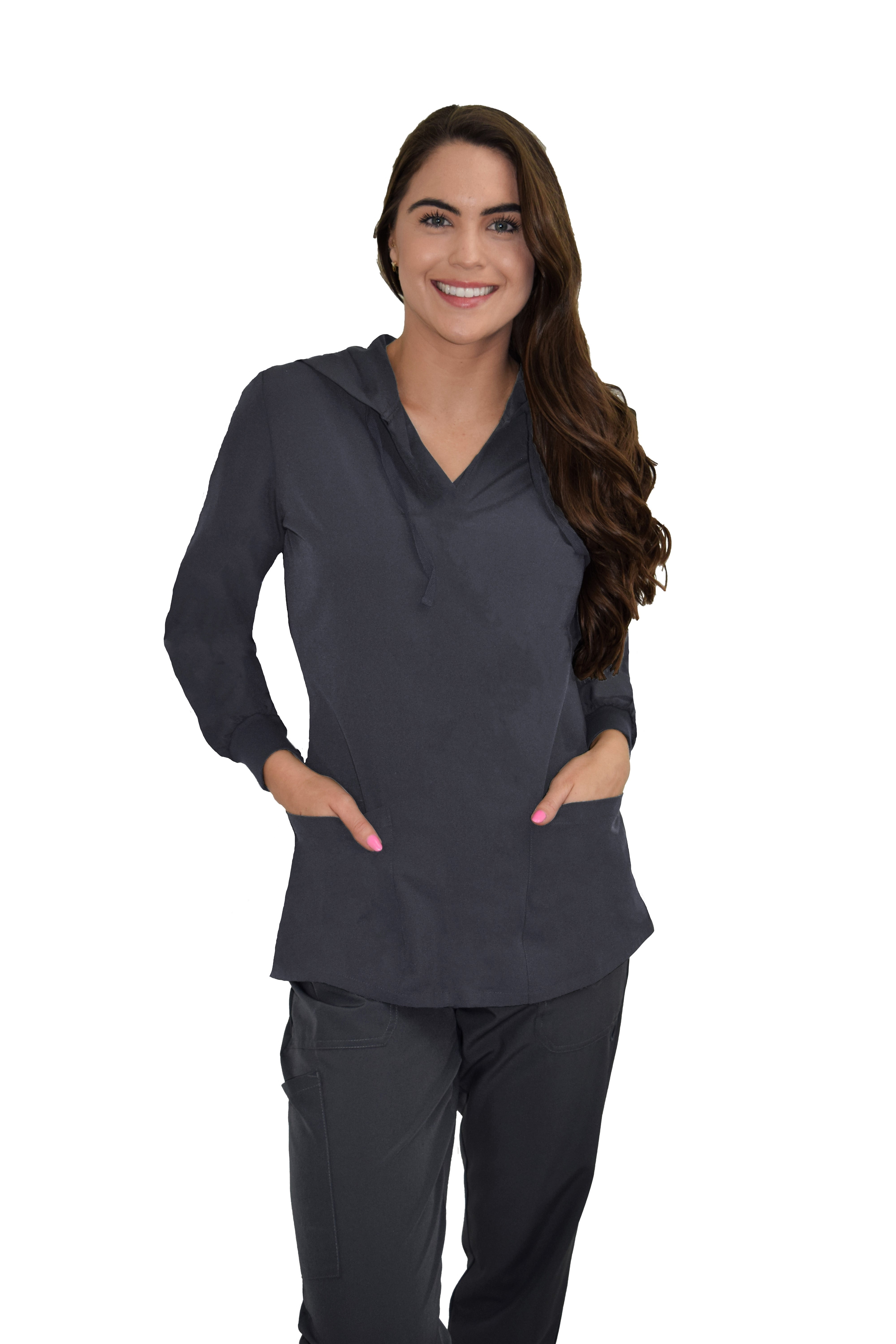 Women's Pullover Hoodie GT Performance Medical Uniform Scrub JacketPewterLarge