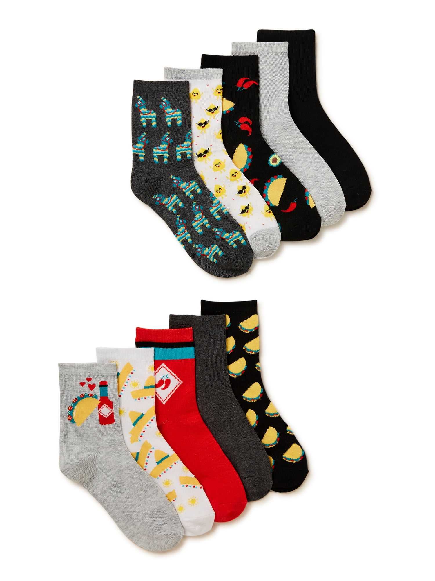No Boundaries Juniors Graphic Shortie Crew Socks, 10-Pack