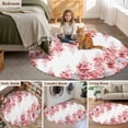 thumbnail image 6 of Red Flowers Round Living Room Rugs 7 ft, Watercolor Red Wisteria Floral Washable Area Rug with Non-Slip Sturdy Edge Binding Round Carpet for Kitchen Office Bedroom, 6 of 9