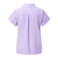 thumbnail image 5 of Frontwalk Ladies Blouse Button Down Tops Lapel Neck Shirts Women Casual Tunic Shirt Short Sleeve Purple 3XL, 5 of 6