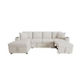 thumbnail image 5 of Harper & Bright Designs Sectional Sofa with Pull Out Bed, Convertible Sofa Sleeper with Storage Ottoman, Chenille U-shaped Sectional Sofa with USB and Flip-Top Table, 109.1", Beige, 5 of 16