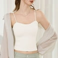 thumbnail image 5 of Women's Spaghetti Strap Crop Tank Tops Double Lined Seamless Camisole Yoga Basic T Shirts Slim Fit Blouses (XL, White), 5 of 7