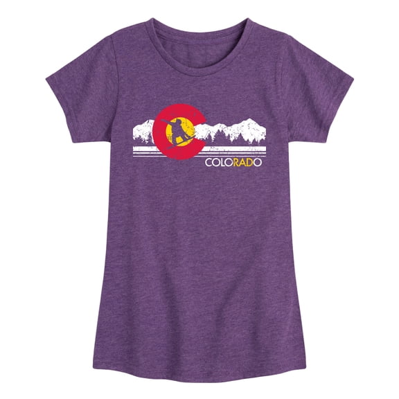 Instant Message - Colorado Flag Snowboarder Fitted Short Sleeve Graphic T-Shirt